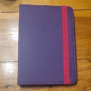 Purple Tablet Folio Case with Pink Elastic Band